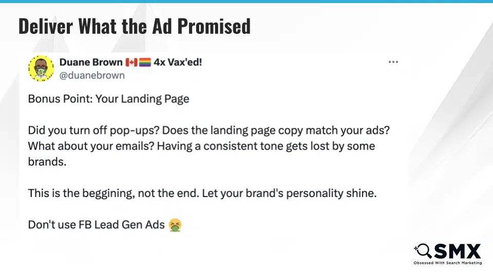 Deliver what your ad promised